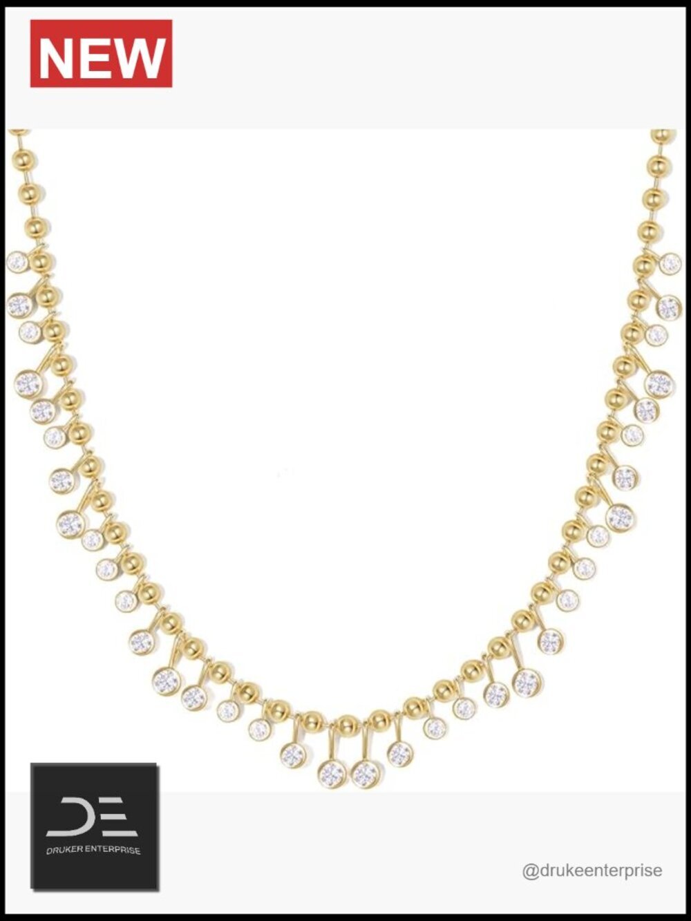 14K Gold Plated Cubic Zirconia Charm Necklace, Dainty Pendant